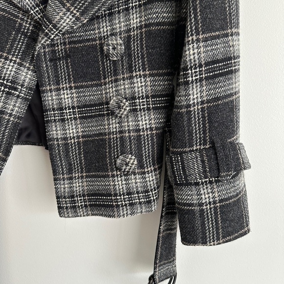 Juicy Couture Vintage Y2K Black Grey Tweed Crop Pea Jacket | Size 2 - Picture 9 of 10